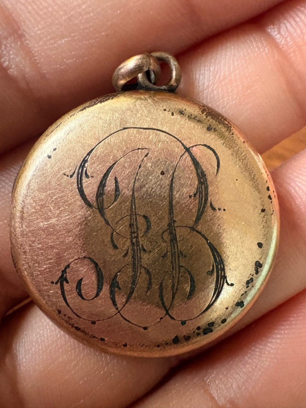 Vintage antique gold tone locket JB initials